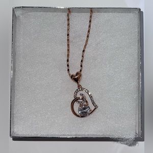 New women’s 15” adjustable 18k rose gold plated necklace with heart pendant